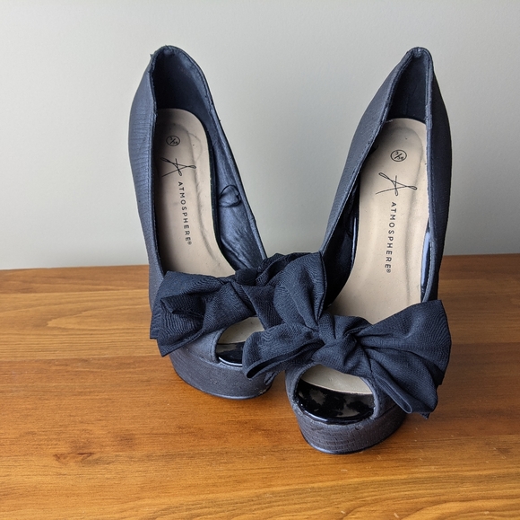 Atmosphere Black Bow High Heels - Picture 6 of 7